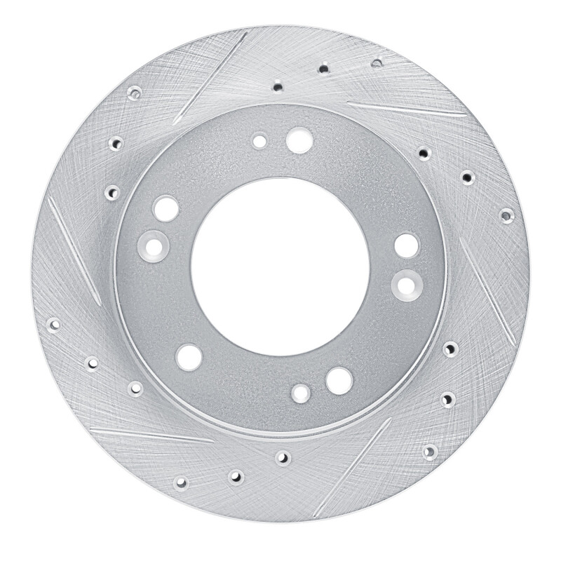 Kia Sportage Brake Rotor (1) - Front Left - R1 Concepts - Drilled & Slotted - Silver - `95-`02